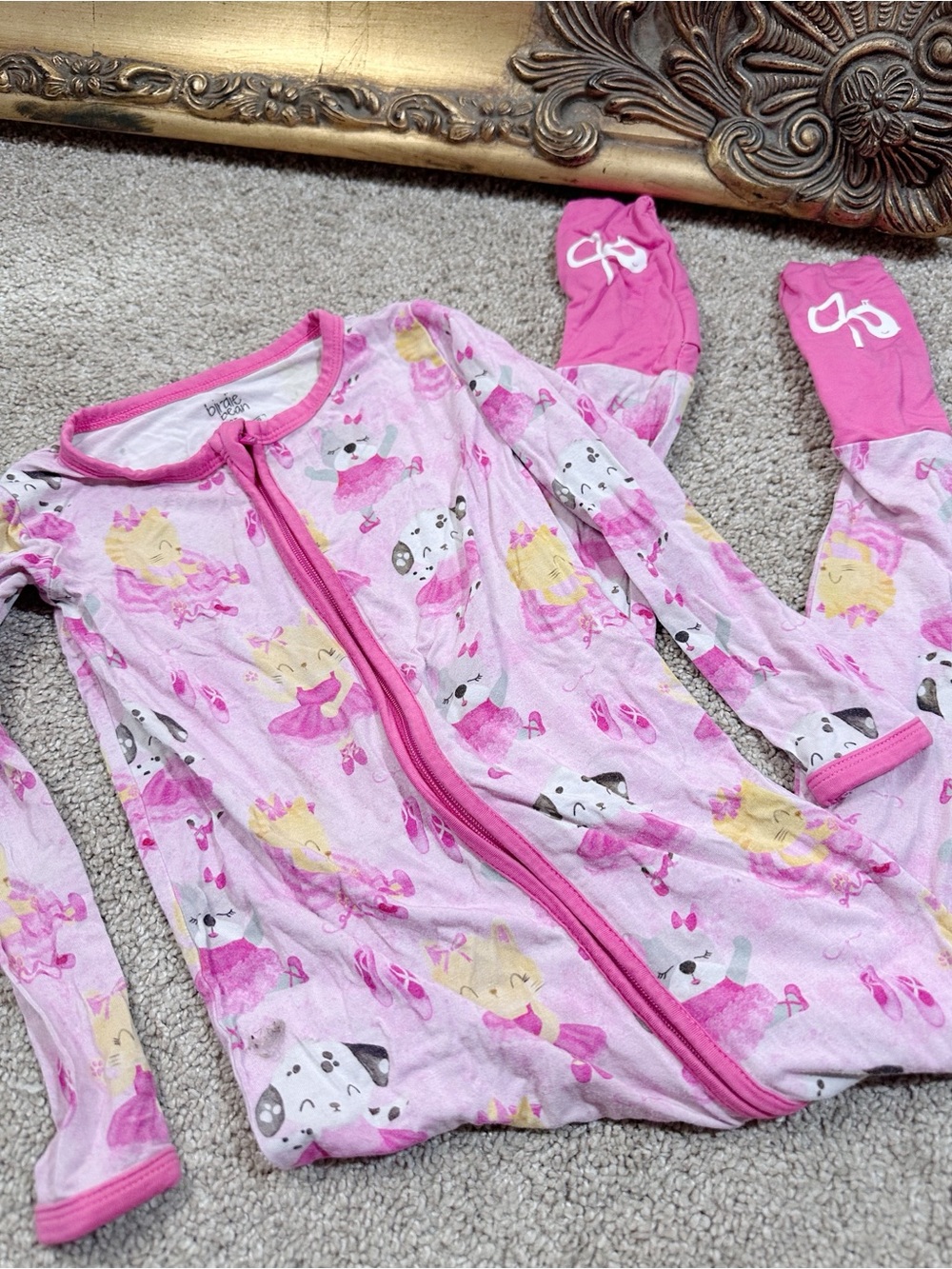 Birdie Bean Pink Ballet Cats & Dogs Double Zipper Bamboo Size 3T